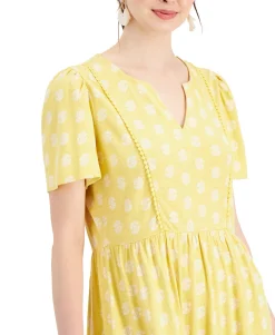 Women's Split-Neck Printed Dress