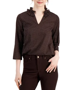 Women's Split-Neck Printed Top