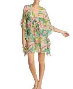 Women's Striped Chiffon Ruffle-Cuff Caftan