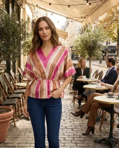 Women's Striped Dolman-Sleeve Top