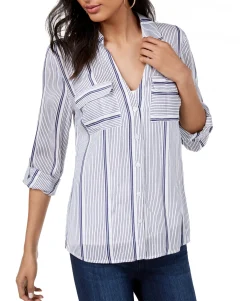 Women's Striped Flap-Pocket Shirt