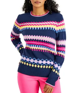 Women's Striped Geometric Sweater