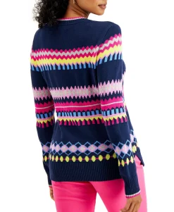 Women's Striped Geometric Sweater
