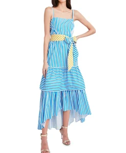 Women's Striped Tie-Front Maxi Dress