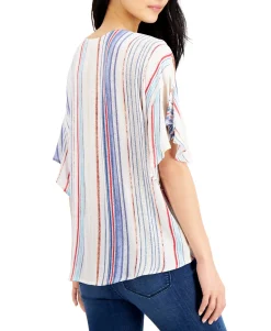 Women's Striped Tie-Front Top