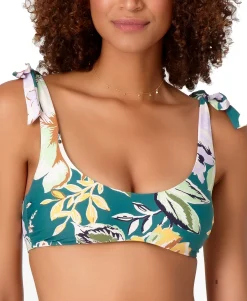 Women's STUDIO Printed Scoop-Neck Shoulder-Tie Bikini Top