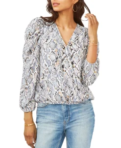 Women's Surplice Puff-Sleeve Top