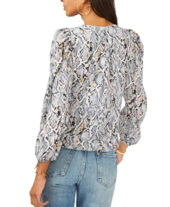 Women's Surplice Puff-Sleeve Top