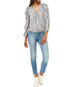 Women's Surplice Puff-Sleeve Top