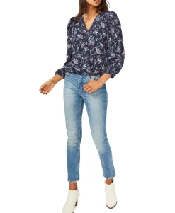 Women's Surplice Puff-Sleeve Top