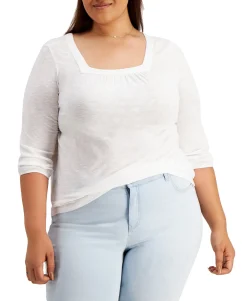 Women's Textured Peasant Top