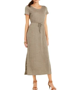 Women's Textured Tie Waist Maxi Dress