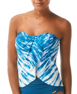 Women's Tie-Dye Draped Tankini Top