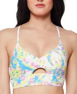 Women's Tie-Dyed Cropped Keyhole Cami Bikini Top