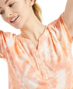 Women's Tie-Dyed Henley Top
