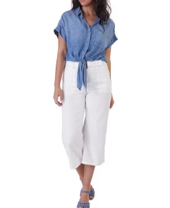 Women's Tie-Front Button-Front Shirt