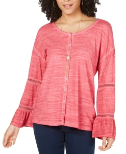 Women's Tiered Sleeve Button-Up Top