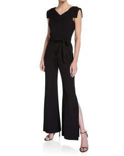 Women's Tie-Waist Crepe Jumpsuit