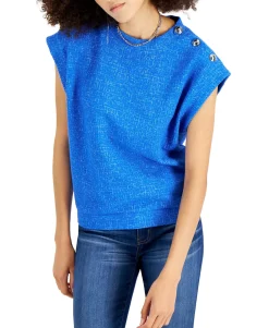 Women's Tweed Button-Trim Top