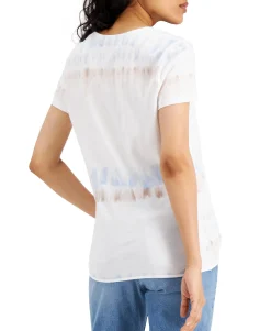 Women's Twist-Front Cotton Tie-Dye T-Shirt