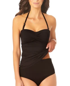 Women's Twist-Front Ruched Tankini Top
