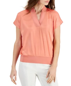 Women's V-Neck Banded-Hem Top
