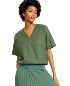 Women's V-Neck Gathered Top