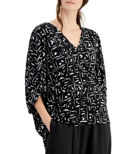 Women's V-Neck Geometric-Print High-Low Hem Top