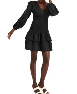 Women's V-Neck Smocked Dress