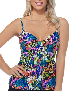 Women's Waterfall Gardens Printed Underwire Tankini Top