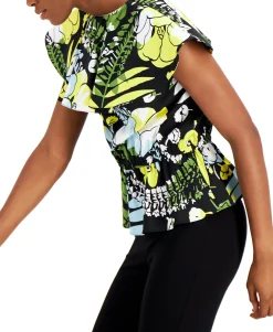 Women's Wide-Collar Cinched-Waist Top