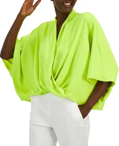 Women's Wide-Sleeve Surplice Blouse