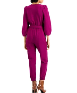 Women's Zip-Front Belted Jumpsuit